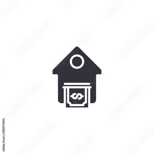 House with garage door icon symbolizing residential property, suburban home, family housing, and modern real estate concept.