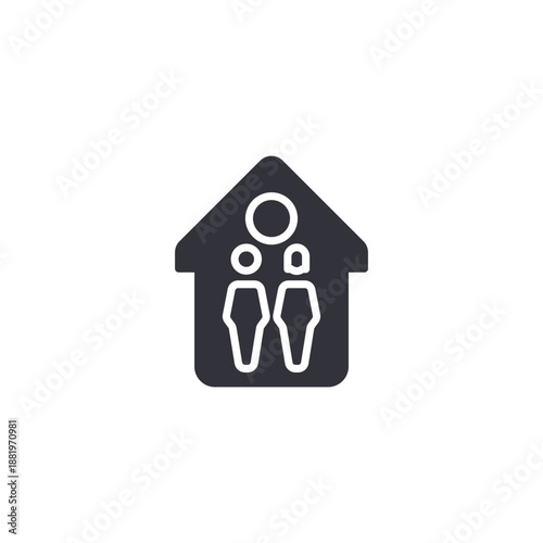 Family inside house icon symbolizing comfortable living, residential lifestyle, and safe home environment concept.