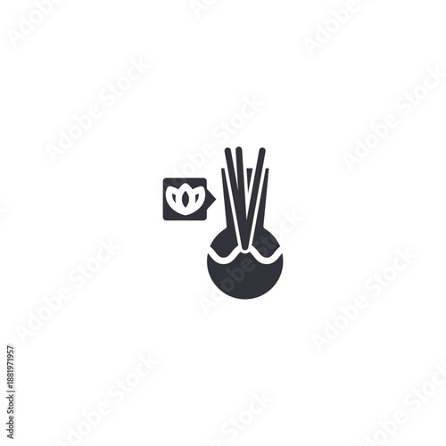 Aromatic incense sticks with diffuser bowl icon, symbolizing aromatherapy, calming fragrance, relaxation rituals, and peaceful spa atmosphere.
