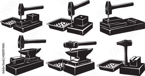 Various metal stamping tools and equipment for crafting purposes