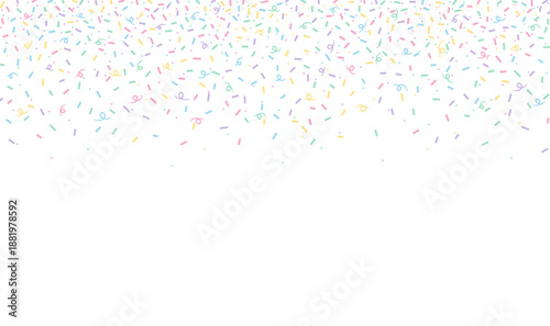 Colorful sprinkles banner background, colorful falling decorative sprinkles background