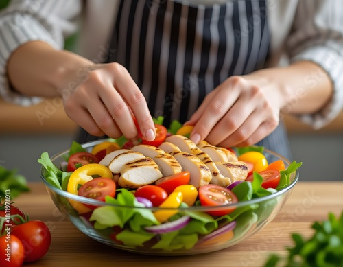 preparing a Healthy Bowl with Fresh Vibrant Ingredients
