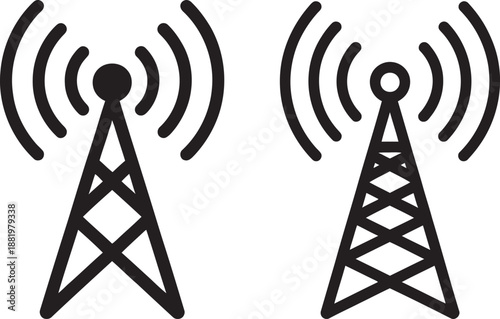cellular towers with radio waves emitting