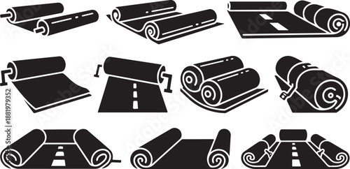Various rolled up road signs and highway markings illustration