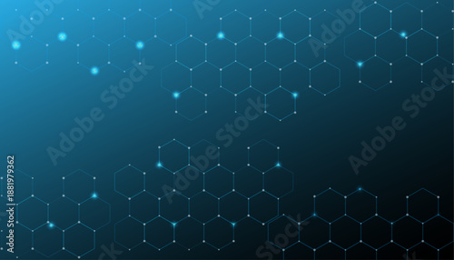 Abstract technology background and design element with hexagons pattern and geometric shapes
