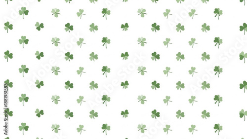 Green clover leaves pattern on white background shamrock texture