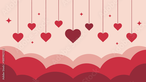 Hearts floating in a dreamy sky Vector