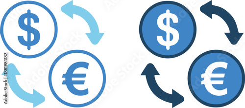 currency conversion symbols dollar to euro round arrow icons
