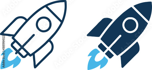 rocket icon set outline and filled rocket pair for ui and branding