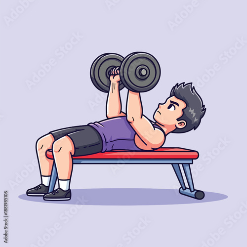 Man lifting dumbbells on a bench focused on strength training.