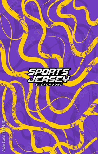 Wavy grunge sports jersey background purple and yellow color