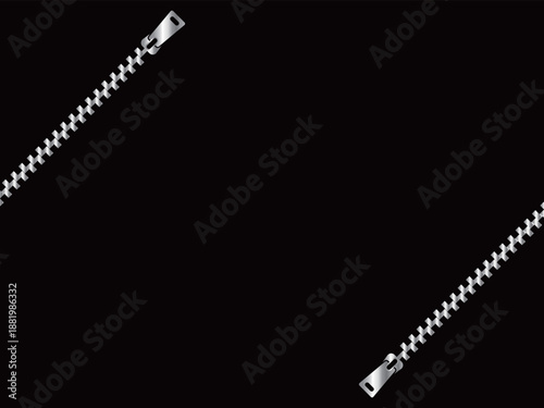 高級感のあるファスナーの背景　ブラック＆シルバー