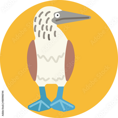 A minimalist icon representing the blue-footed booby (sula), a native seabird commonly found in the Galápagos Islands of Ecuador.