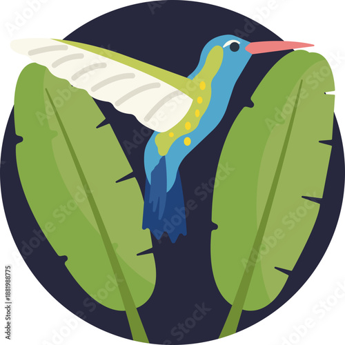 A stylized hummingbird inspired by Ecuador’s rich biodiversity, symbolizing the country’s vibrant wildlife and natural beauty.