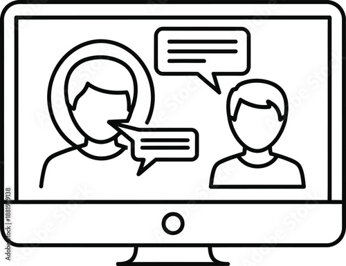 Virtual communication and video conference concept shown on a monitor screen