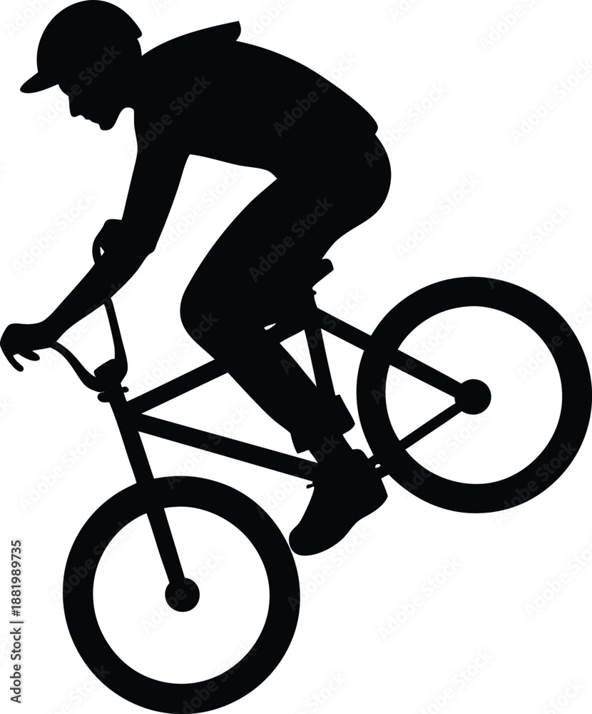Naklejka premium BMX Trick Silhouette Vector Illustration