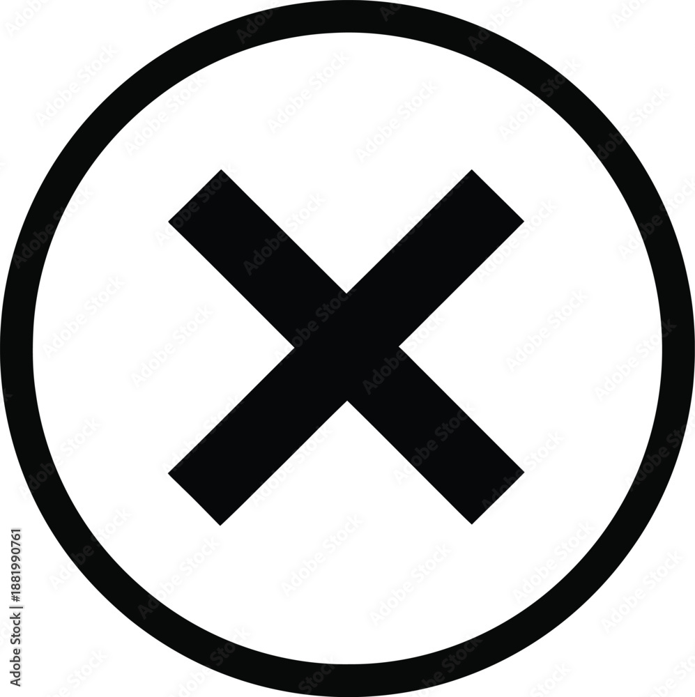 Obraz premium Black Circle with Cross Icon for Warning or Prohibition