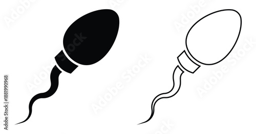Single spermatozoon silhouette, minimal scientific design, vector illustration.