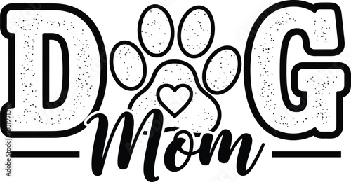 Dog Mom Paw Print Typography