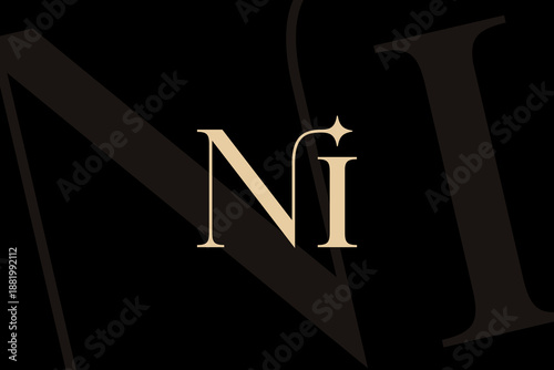 NI or IN letter logo icon design. Classic style luxury initials monogram.