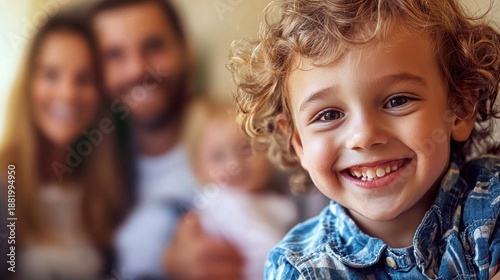 A photo collage with an inset image showing a close-up of a smiling child within a broader family portrait
