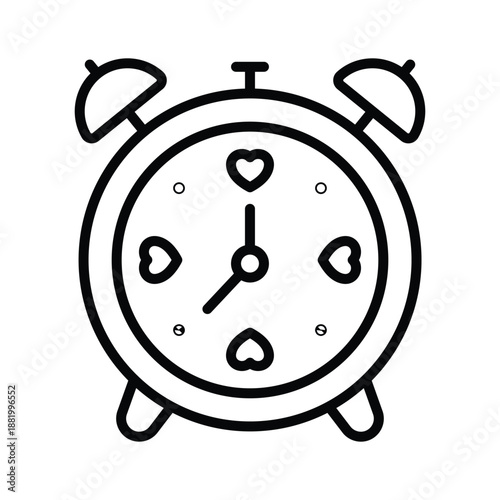 A modern line icon of valentine alarm for romantic reminder