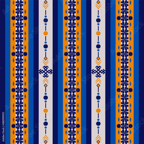 Seamless geometric pattern . pixel pattern. Design for clothing fabric textile ornamentation embroidery Hand stitched pattern . cultural stitching pixel art , Cross stitch pattern