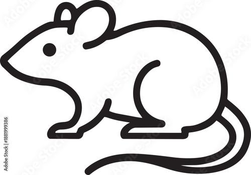 Pet rat or mouse rodent line icon for small animal and pest control concept