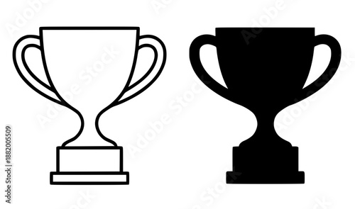 Sport icon, trophy illustration in outline and silhouette styles