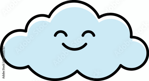 A smiling cloud icon with a happy face and a minimalist design