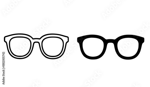 Lifestyle icon, glasses illustration in outline and silhouette style
