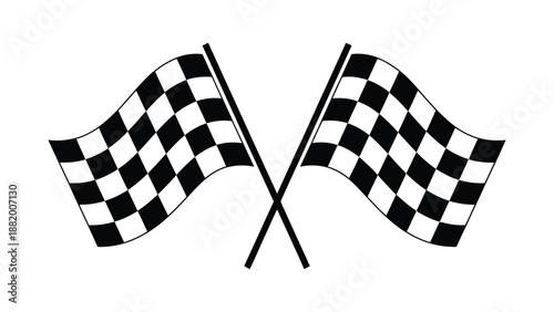 crossed checkered racing flags icon representing motorsport finish line, competition victory and speed event symbol