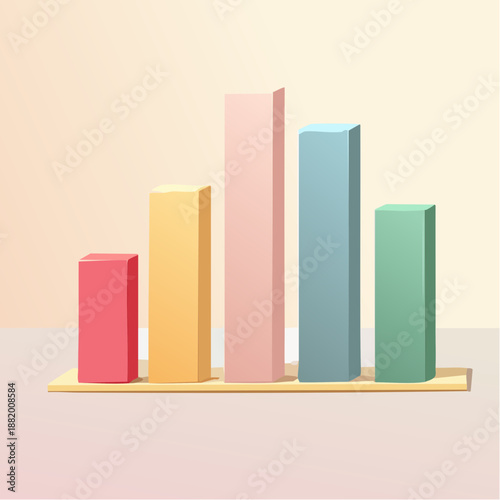 Graphique en barres 3D colorées pour visualisation de données