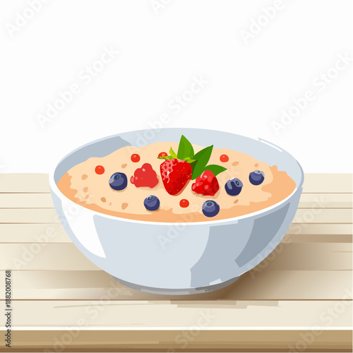 Porridge à l’avoine garni de fruits rouges frais