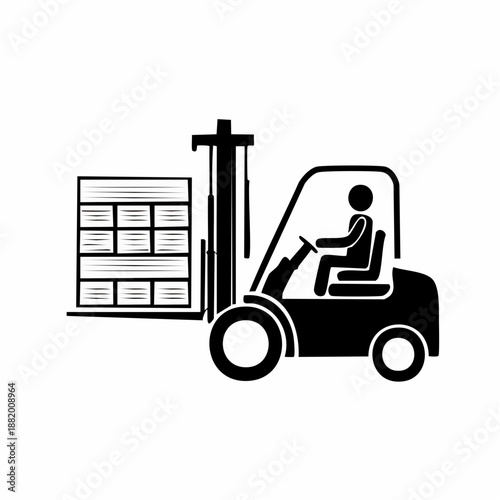 Cariste manipulant un chariot élévateur dans entrepôt logistique