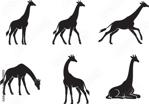 Giraffe Spotless Silhouette Pose Set EPS Safe