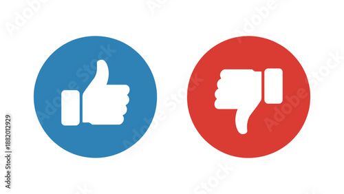    thumbs up and thumbs down icons representing like and dislike feedback symbols for rating, approval and rejection concepts