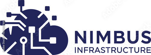 Modern Infrastructure Logo Design Featuring Nimbus and Circuit Elements