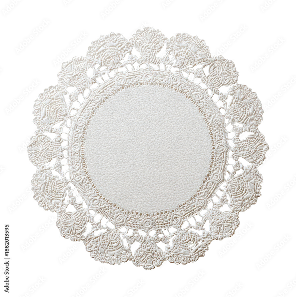 Naklejka premium PNG Elegant white lace doily design.