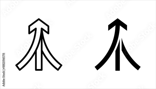 Merge arrow linear icon set. Upward arrow. vector illustration on white background