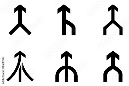 Merge arrow linear icon set. Upward arrow. vector illustration on white background