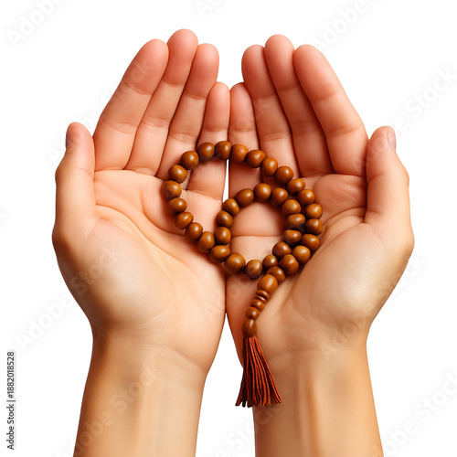 Wallpaper Mural Hands Holding Wooden Prayer Beads Isolated on Black Background Torontodigital.ca