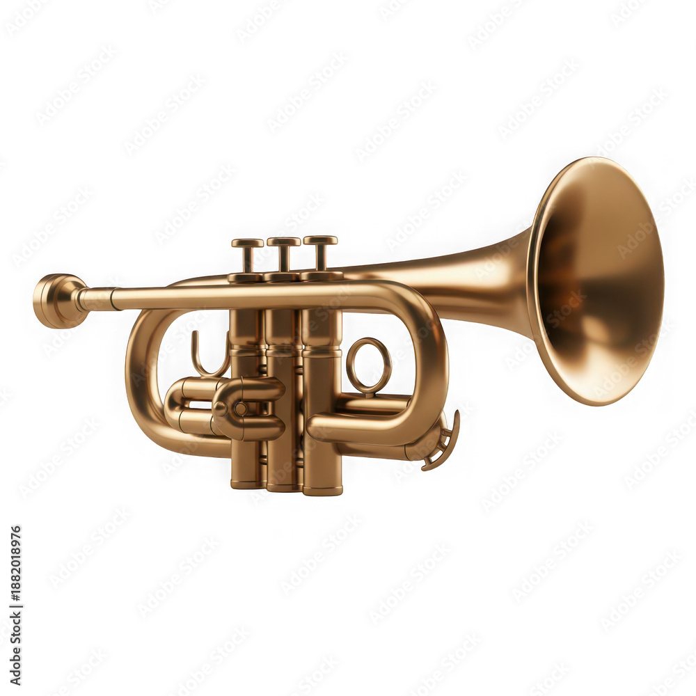Fototapeta premium 3d rendered brass trumpet with intricate design