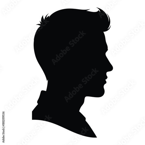 A silhouette of a young man's profile