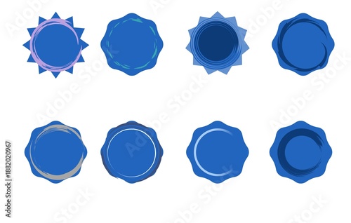 Blue Badge & Seal Shapes Set – Abstract Award Icons Collection