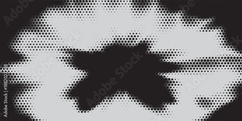 Abstract geometric black and white deco art halftone hexagone  and triangle print pattern