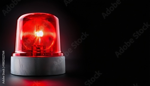red flashing siren light on a black background a red emergency alarm with copy space
