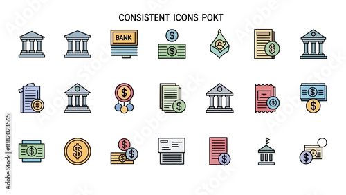 Banking and finance icons set.