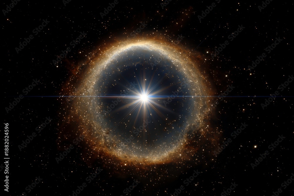 Fototapeta premium Bright Dot within Shining Halo Glowing Light Abstract Spiritual Concept Illustration