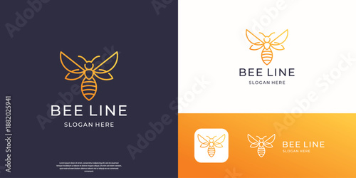premium honey bee logo design. inspiration bee line modern concept with gradient color branding.